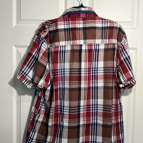 URBAN LABEL Men's Red White Blue Plaid Short Sleeve top button down - Size 2XL - Picture 6 of 6